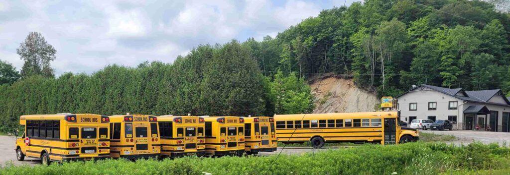 Típicos autobuses escolares amarillos en Canadá