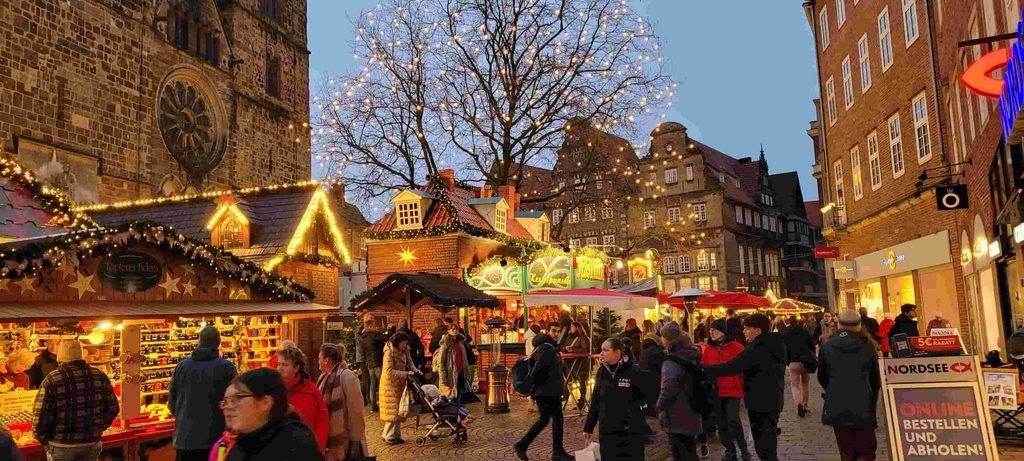 Bremen de noche en Navidad