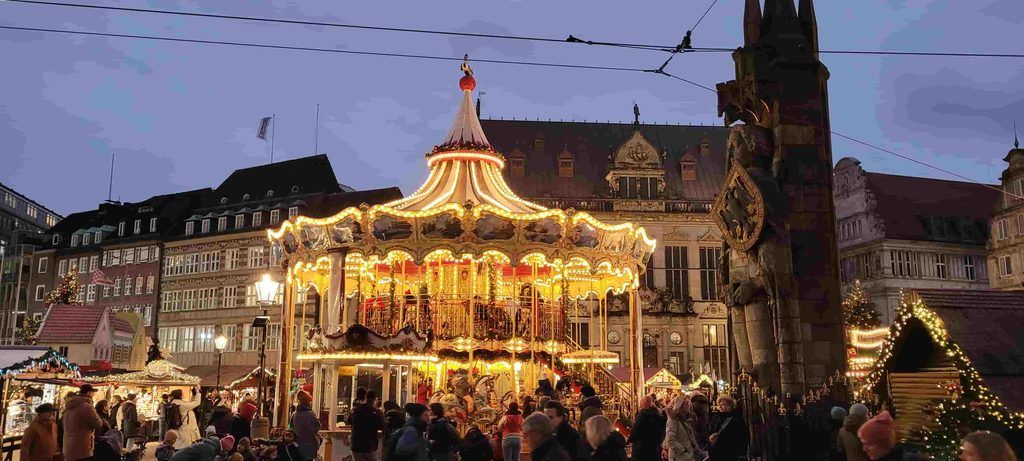 Bremen de noche en Navidad