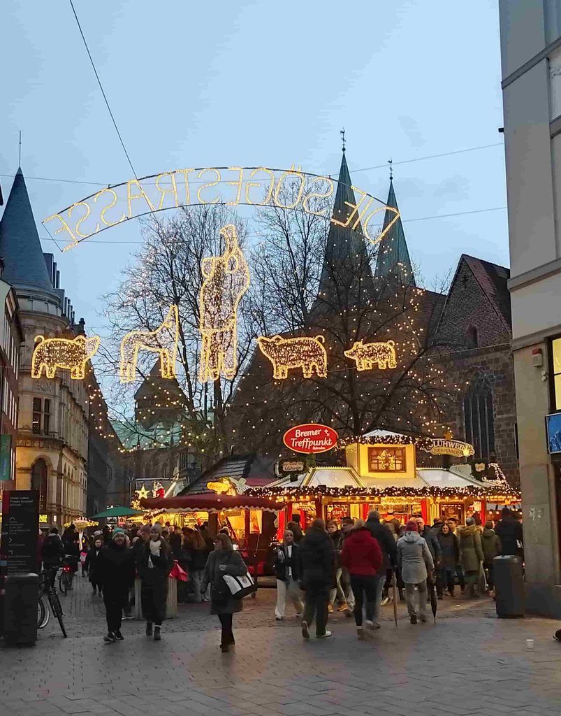 Bremen de noche en Navidad