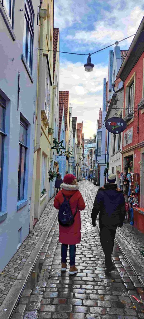 Barrio de Schnoor de Bremen en Navidad