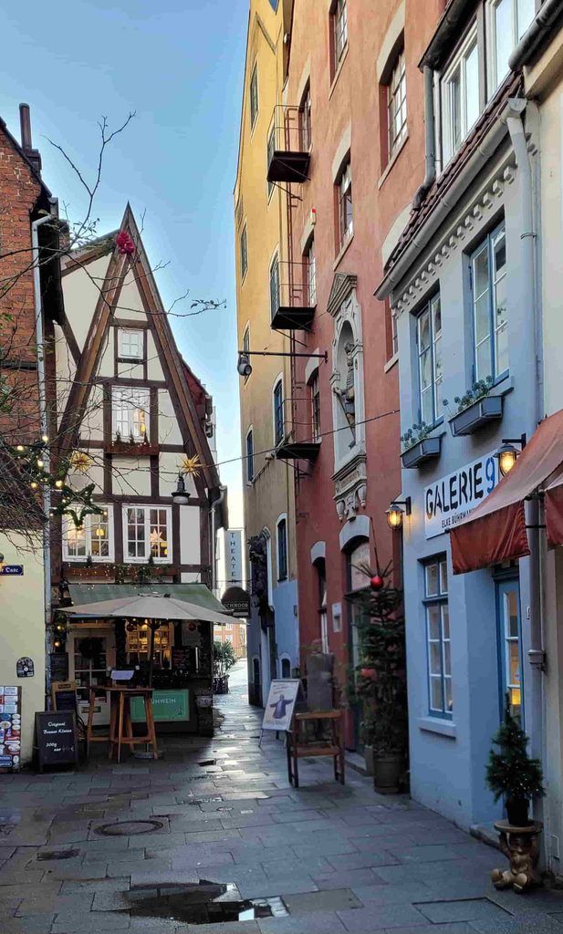 Barrio de Schnoor de Bremen en Navidad