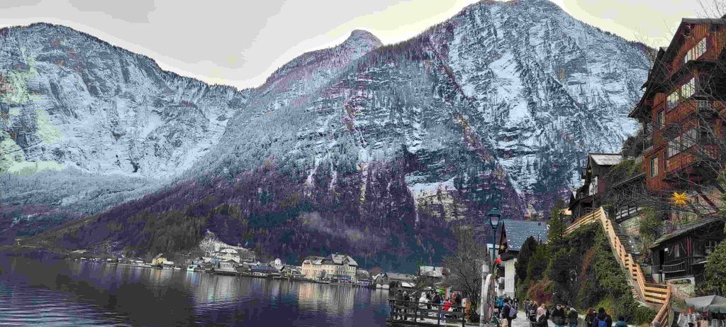 hallstatt vista desde la orilla del lago