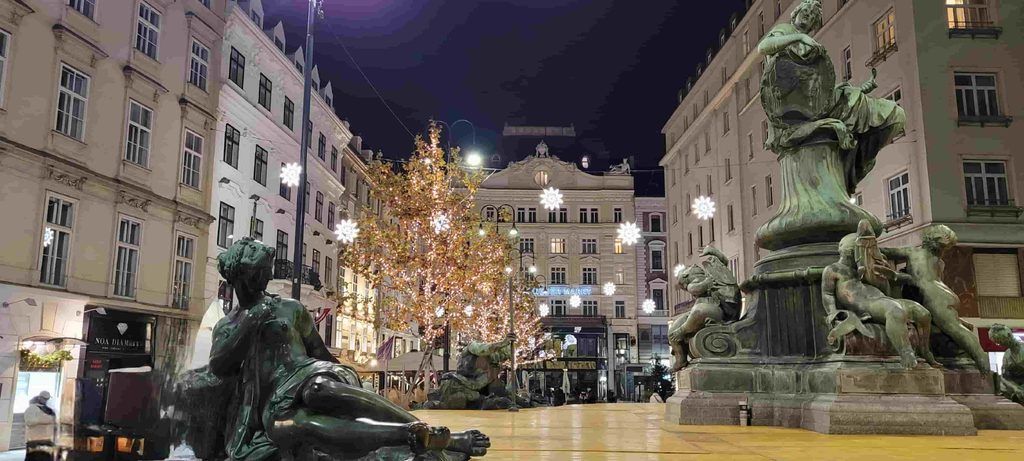 Plaza Neuer Markt (Plaza del Nuevo Mercado) de Viena, en Navidad